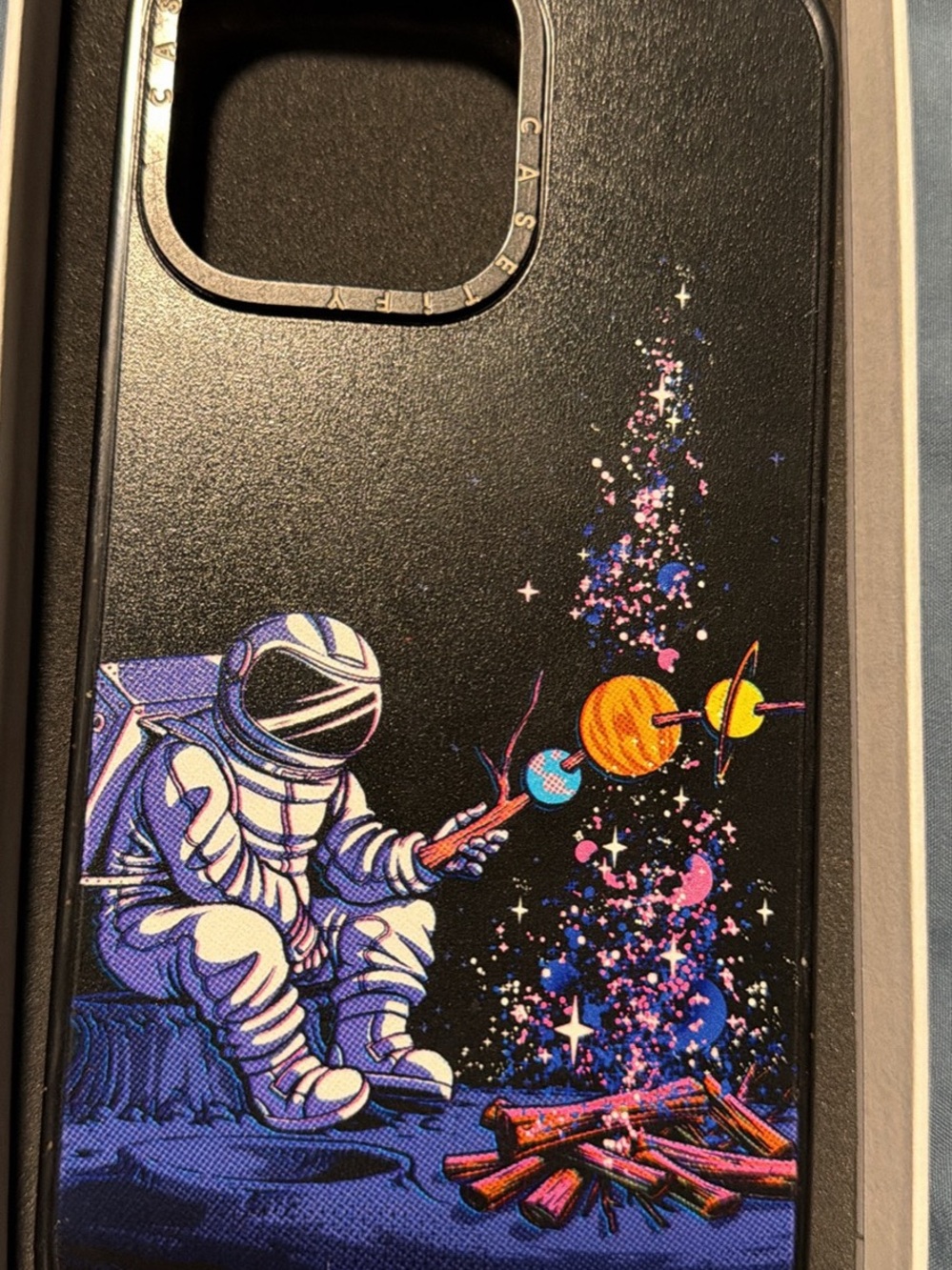 Casetify I Phone 15 Pro Max black Astronaut Campfire